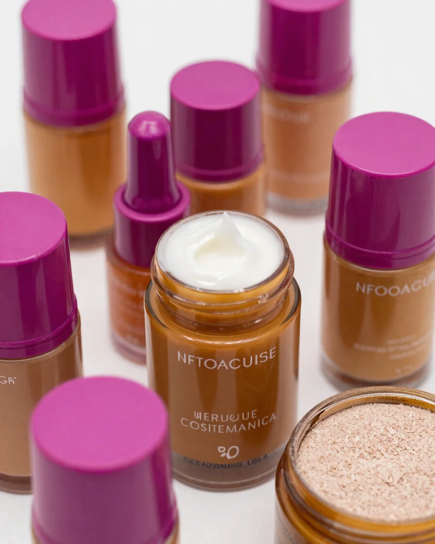 Fotografia editorial de produtos cosméticos em close-up e vista s